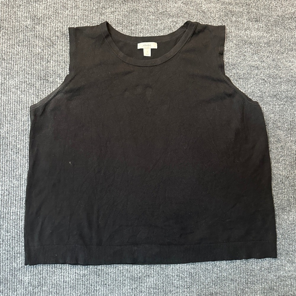 cj banks Sleeveless‎ Sweater Shell 3X Black Solid Knit Top